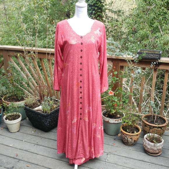 💃Boho Pink batik festival wear Dress Set - Picture 5 of 8
